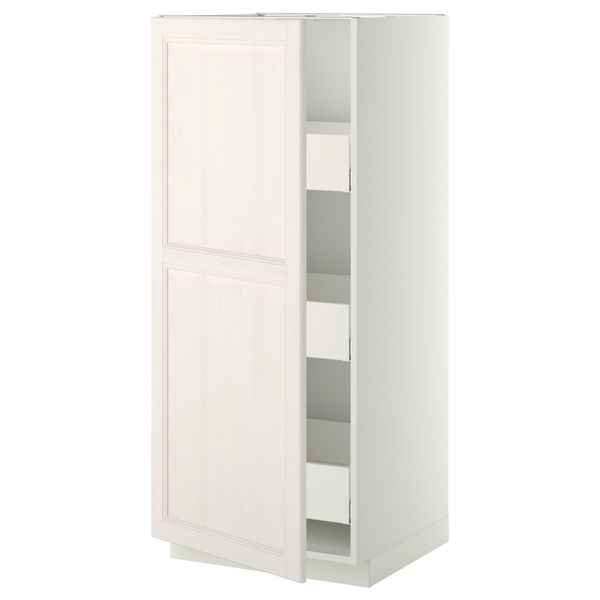 Высокий шкаф с ящиками МЕТОД / МАКСИМЕРА, белый, Лаксарби белый - фото 1