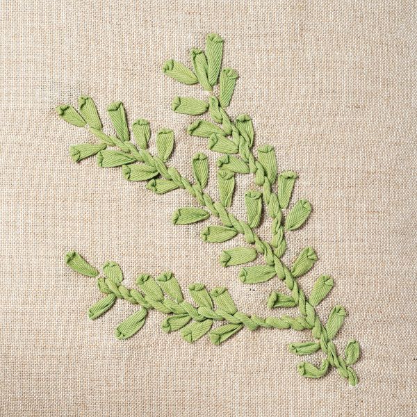 Чехол на подушку, бежевый лист, зеленый ручная работа 50x50 см IKEA БОТАНИСК 604.665.24 - фото 4