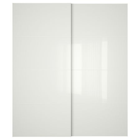Пара раздвижных дверей ФЭРВИК, белое стекло