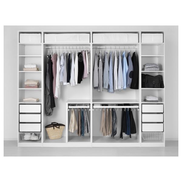 Гардероб ПАКС, белый Тисседаль, Тисседаль стекло (300x60x236 см) - схема-чертеж с размерами