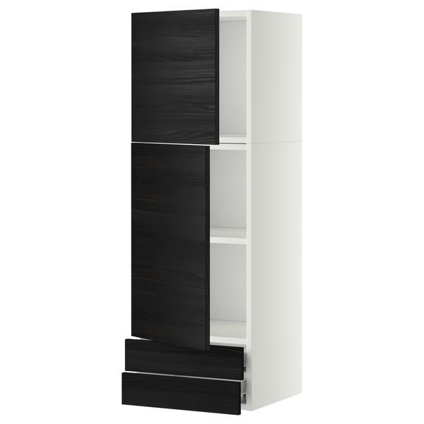 Навесной шкаф, 2 дверцы, 2 ящика МЕТОД / ФОРВАРА, белый, Тингсрид черный - фото 1