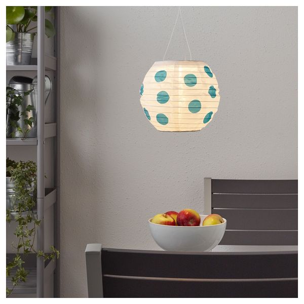 Подвесная светодиодная лампа СОЛВИДЕН, для сада шаровидный, в горошек синий (22 см) - фото 3
