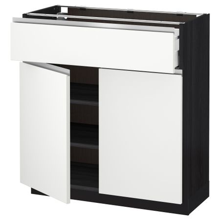 Напольный шкаф + ящик, 2 дверцы МЕТОД / МАКСИМЕРА, черный, Нодста белый