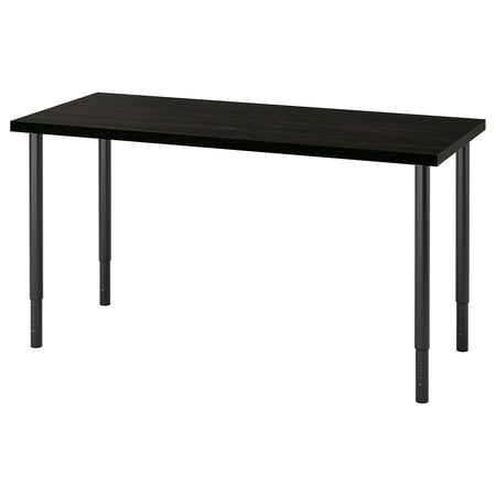 LAGKAPTEN / OLOV Письменный стол - черно-коричневый/чёрный 140x60 см