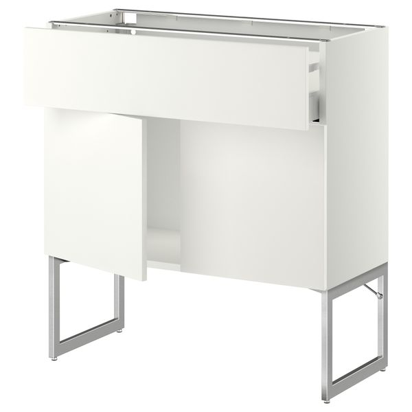 Напольный шкаф, полки, ящик, 2 двери МЕТОД / МАКСИМЕРА, белый, Хэггеби белый - схема-чертеж с размерами