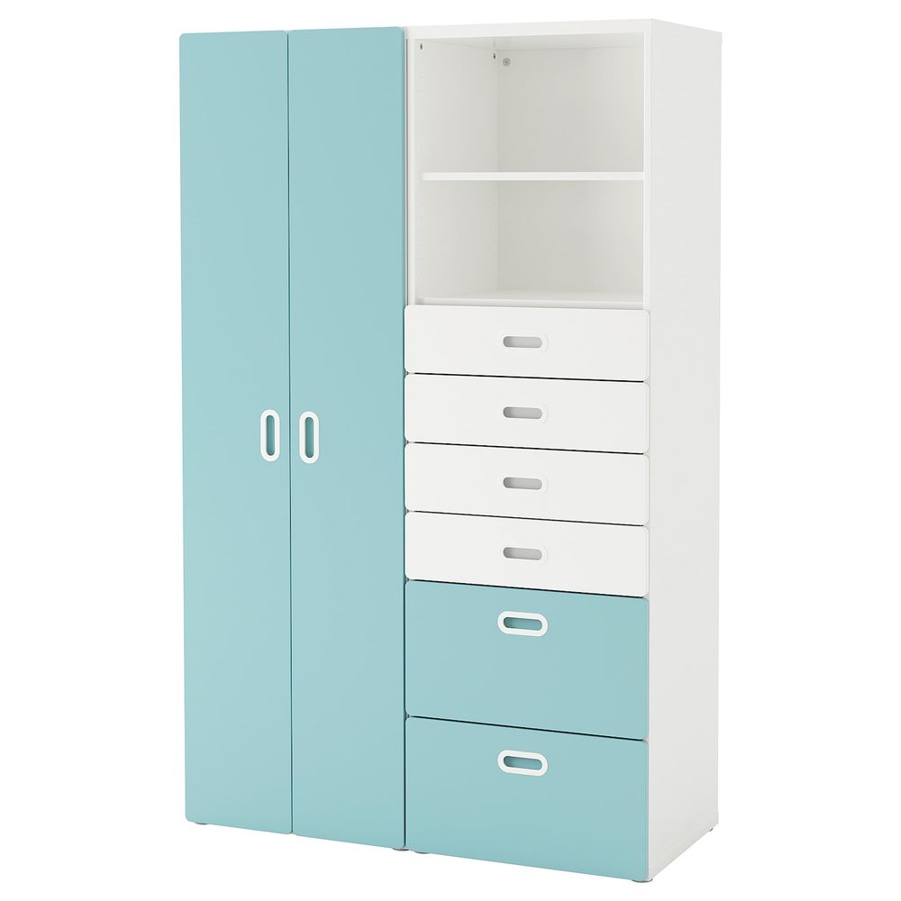 Шкаф платяной, белый/голубой 120x50x192 см IKEA STUVA СТУВА / FRITIDS ФРИТИДС 092.764.43 - фото 1