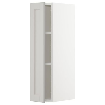 Шкаф навесной с полкой, белый/Лерхюттан светло-серый 20x80 см IKEA METOD МЕТОД 392.730.75