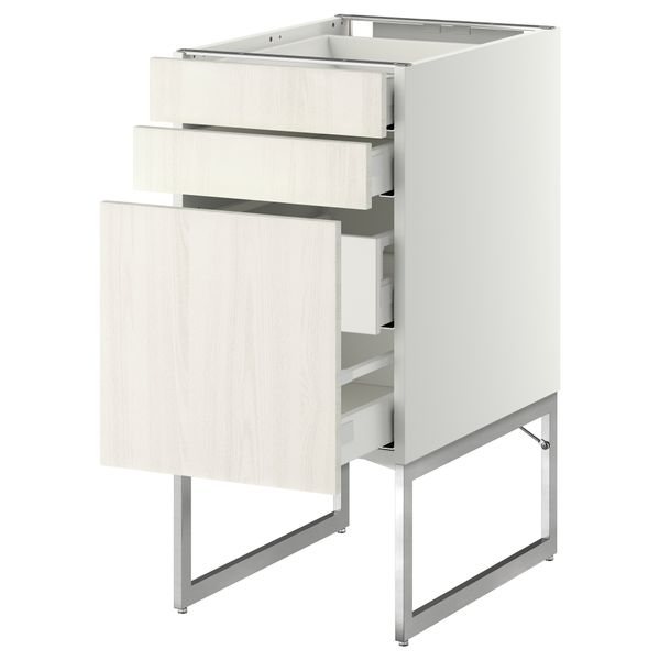 Напольный шкаф 3 фронтальных панели, 2 нижних, 2 средних ящика МЕТОД / МАКСИМЕРА, белый, Росдаль белый - схема-чертеж с размерами