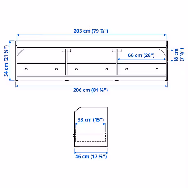 HAUGA Комбинация для хранения/под ТВ - белый 276x46x199 см - фото 8