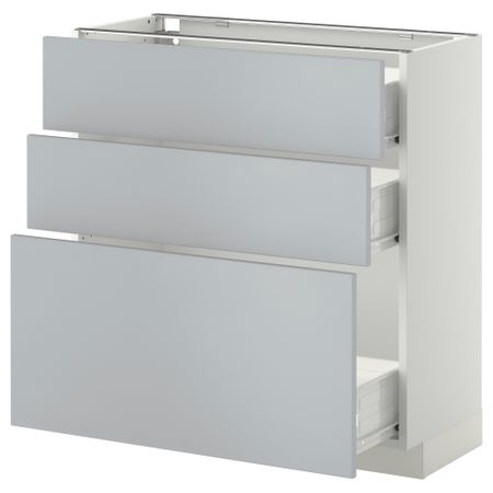 Напольный шкаф с 3 ящиками МЕТОД / ФОРВАРА, белый, Веддинге серый