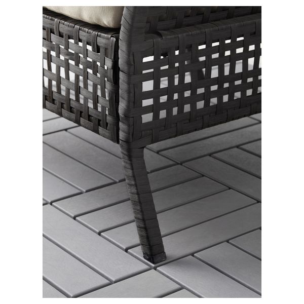 4-местный диван + табурет для ног, садовый КУНГСХОЛЬМЕН / ХОЛЛО, черно-коричневый, бежевый (142/284x80x73 см) - фото 4