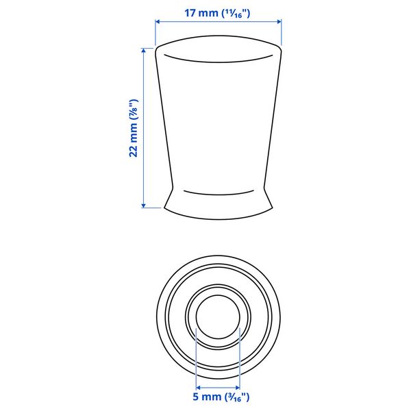TÄRNESTAD ТЭРНЕСТАД Ручка мебельная - дуб 17 мм - схема-чертеж с размерами