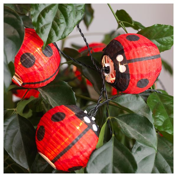 Гирлянда, 12 светодиодов СОЛВИДЕН, с батарейным питанием, для сада божья коровка - фото 3