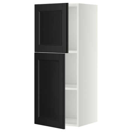 Навесной шкаф с полками, 2 дверцы МЕТОД, белый, Лаксарби черно-коричневый