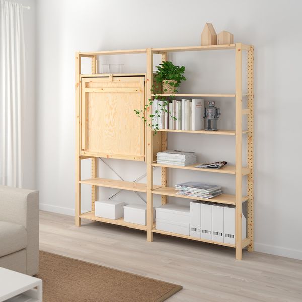 2 секции для хранения + складной столик, сосна 175x30-104x179 см IKEA IVAR ИВАР 292.485.62 - фото 5
