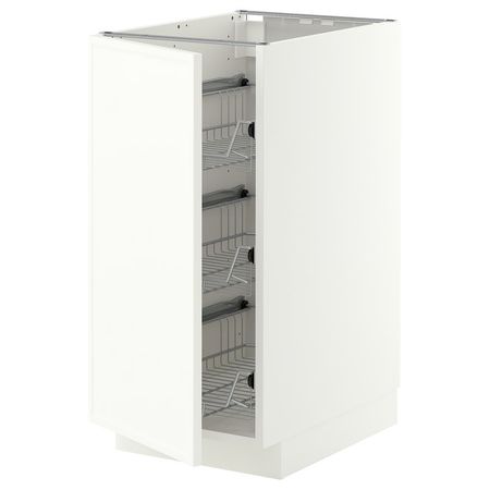 METOD Напольный шкаф/проволочные корзины - белый/Aspudden матовый белый 40x60 см