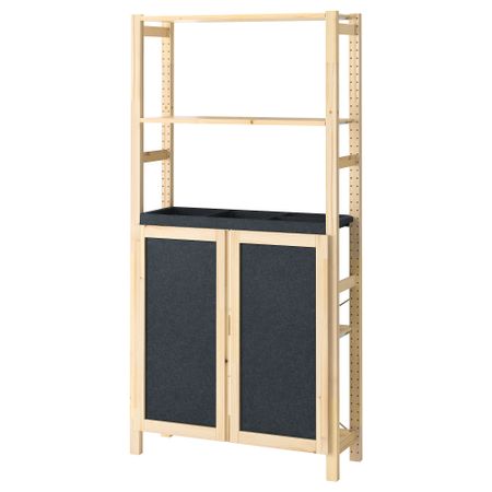 Стеллаж с дверцами, 89x30x179 см, сосна, фетр IKEA IVAR ИВАР 395.078.71
