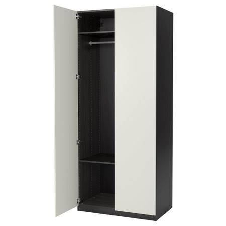 Гардероб ПАКС, черно-коричневый, Бальстад белый