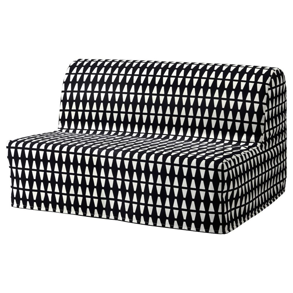 Чехол на 2-местный диван-кровать, Эббарп черный-белый IKEA ЛИКСЕЛЕ 603.245.82 - фото 1