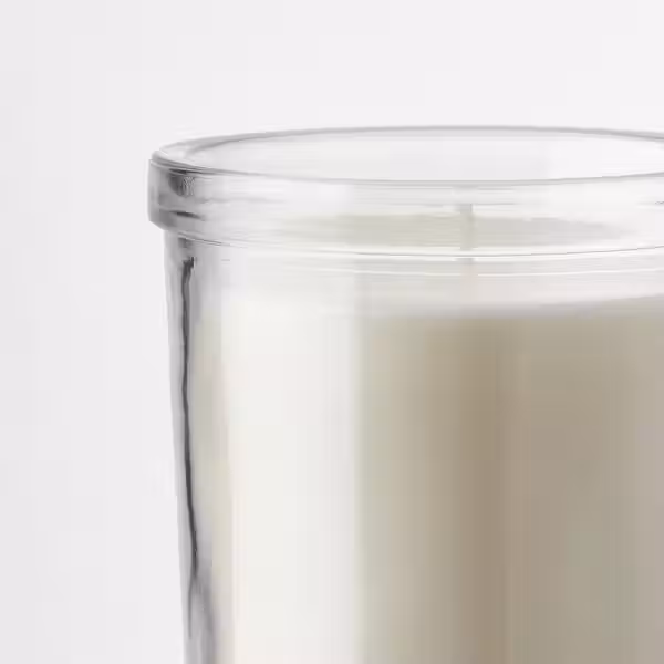 JÄMLIK ЭМЛИК Ароматическая свеча в стакане - Ваниль/светло-бежевый 40 ч - схема-чертеж с размерами