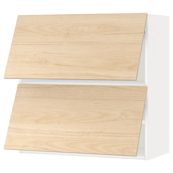 Навесной горизонтальный шкаф/2двери, белый/Аскерсунд под светлый ясень 80x80 см IKEA METOD МЕТОД 393.939.40 - фото 1