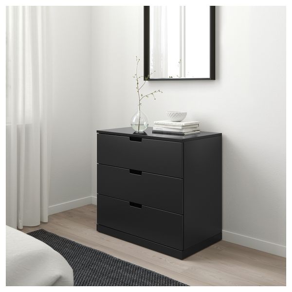 Комод с 3 ящиками НОРДЛИ, антрацит (80x76 см) - фото 3