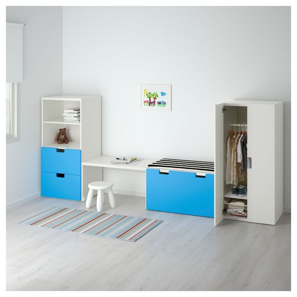 Комбинация для хранения со скамьей СТУВА, белый, синий (300x50x128 см) - фото 2