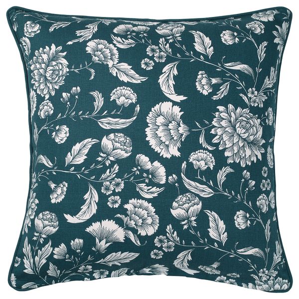 Чехол на подушку, 50x50 см, синий-белый, с цветочным орнаментом IKEA IDALINNEA ИДАЛИННЕЯ 004.725.23 - фото 1