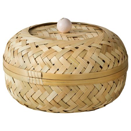 Корзина + крышка, бамбук, 25 см IKEA HÖKRUBBA 305.818.65