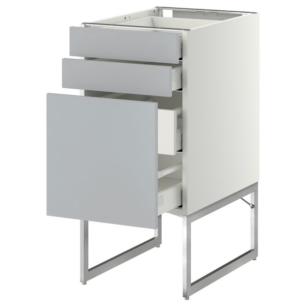 Напольный шкаф 3 фронтальных панели, 2 нижних, 2 средних ящика МЕТОД / МАКСИМЕРА, белый, Веддинге серый - схема-чертеж с размерами