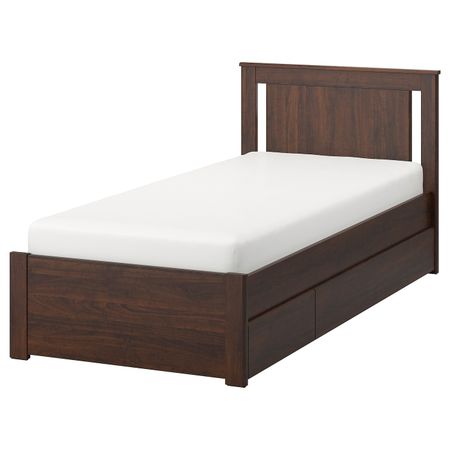 Каркас кровати с 2 ящиками, коричневый/Лонсет 90x200 см IKEA SONGESAND СОНГЕСАНД 392.409.71