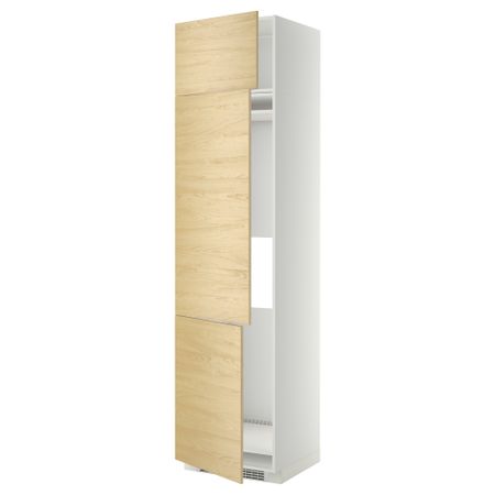Высокий шкаф для холодильника или морозильника, с 3 дверями МЕТОД, белый, Тингсрид береза