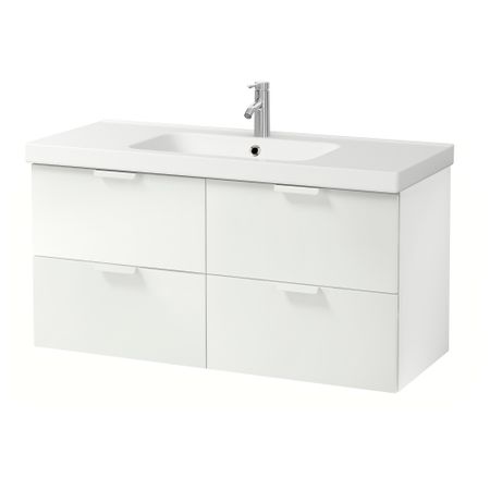 Шкаф для раковины с 4 ящик, 123x49x64 cm IKEA ODENSVIK ОДЕНСВИК, GODMORGON ГОДМОРГОН 492.931.67