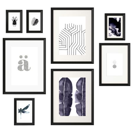 Рама с постером, 8 предмета КНОППЭНГ, черный
