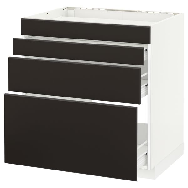 Напольный шкаф для духовки, 4фасада, 3 ящика МЕТОД / ФОРВАРА, белый, Кунгсбакка антрацит - схема-чертеж с размерами