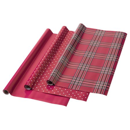 Рулон оберточной бумаги ВИНТЕР 2018, с рисунком, красный (3x0.7 м 3 шт)