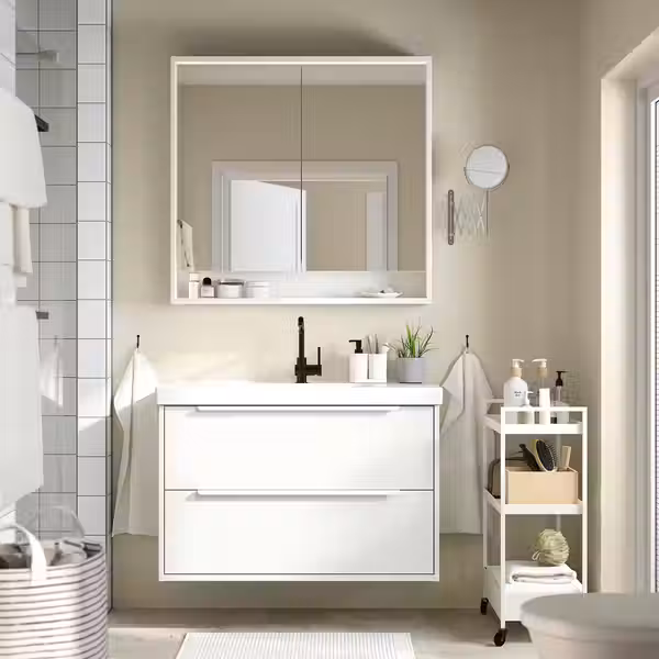 HAVBÄCK / ORRSJÖN ОРРШЁН Шкаф с ящиками/раковина/смеситель - фото 2