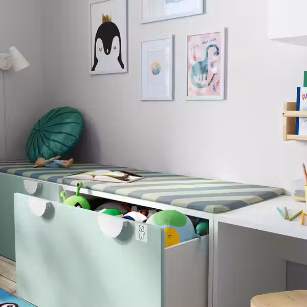 BÄNKKAMRAT БЭНККАМРАТ Подушка на скамью - синий/зеленый 90x50x3 см - фото 2