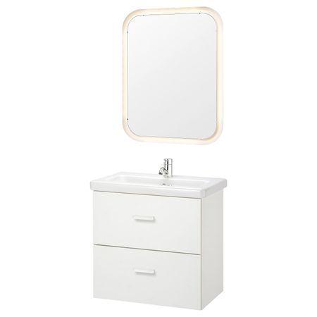 Комплект мебели для ванной, 6 предм., белый/ПИЛКОН смеситель 64x43x65 см IKEA FISKÅN ФИСКОН / TVÄLLEN ТВЭЛЛЕН 494.308.95