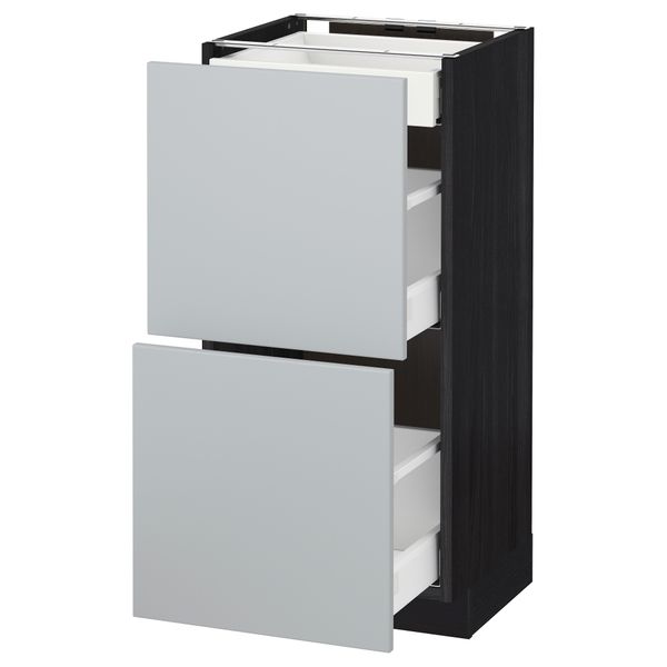 Напольный шкаф, 2 фасада, 3 ящика МЕТОД / МАКСИМЕРА, черный, Веддинге серый - схема-чертеж с размерами