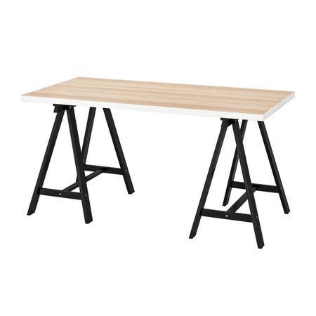 Стол, белый под беленый дуб/черный 150x75 см IKEA LINNMON ЛИННМОН / ODDVALD ОДВАЛЬД 892.796.02