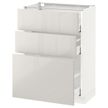 Напольный шкаф с 3 ящиками, белый/Рингульт светло-серый 60x37 см IKEA METOD МЕТОД / MAXIMERA МАКСИМЕРА 392.361.58