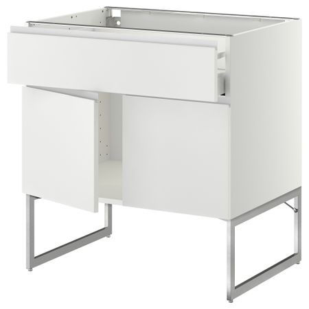 Напольный шкаф, полки, ящик, 2 двери МЕТОД / МАКСИМЕРА, белый, Нодста белый