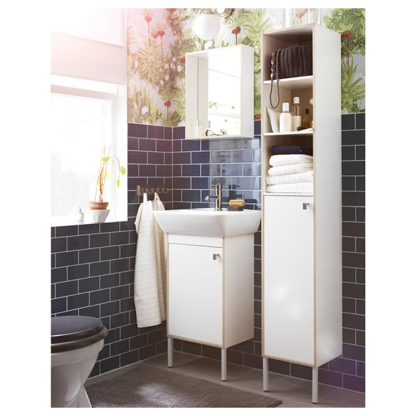 Шкаф под раковину с 1 дверцей ТИНГЕН, белый, под ясень (40 см) - схема-чертеж с размерами