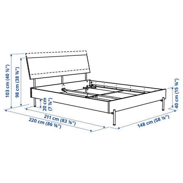 RÅDMANSÖ Каркас кровати - схема-чертеж с размерами
