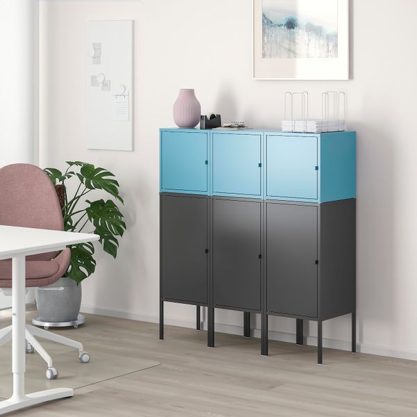 Комбинация для хранения, антрацит/синий 105x35x117 см IKEA LIXHULT ЛИКСГУЛЬТ 593.883.58 - фото 3