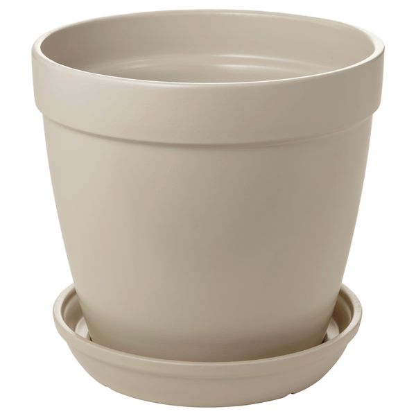 Горшок цветочный с поддоном ЮРТРОН, бежевый - фото 1