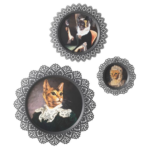 Настенное украшение, 3 предмета СКУРАР, серый - фото 1