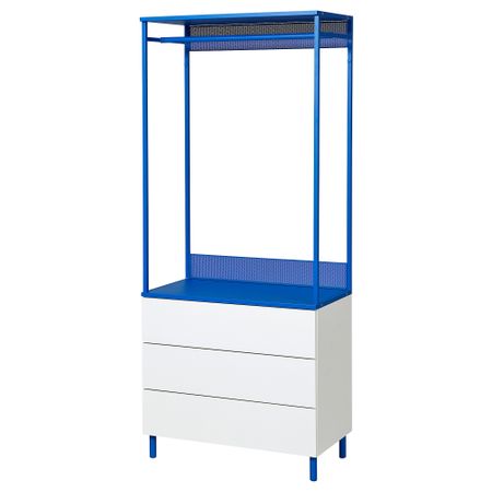 Открытый гардероб с 3 ящиками, белый Fonnes, синий, 80x42x191 см IKEA PLATSA ПЛАТСАA ПЛАТСА 395.228.95