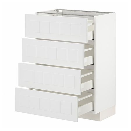 Напольный шкаф 4 фасада/4 ящика, белый/Стенсунд белый 60x37 см IKEA METOD МЕТОД / MAXIMERA МАКСИМЕРА 294.097.05
